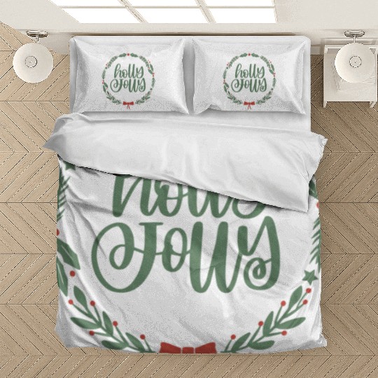 Holly Jolly Sage Green Christmas Wreath Fun Bedding Sets