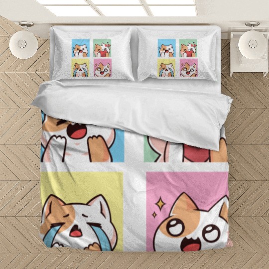 four cute cat reaction Bedding Sets