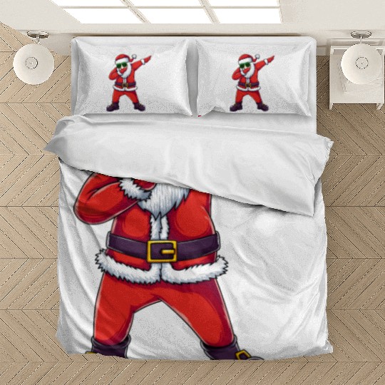 Fueled by Hot Cocoa, dabbing Santa Bedding Sets