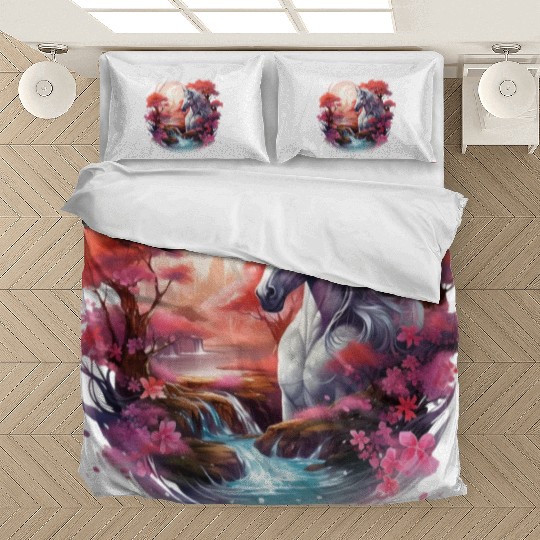 Joyful unicorn scene with a smiling unicorn Bedding Sets