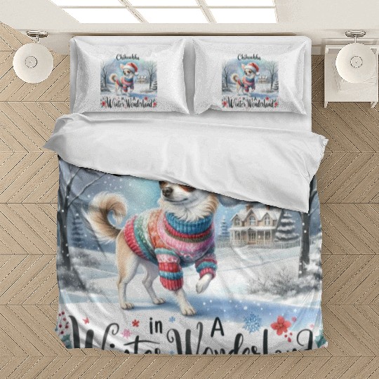 Chihuahua In a Winter Wonderland Bedding Sets