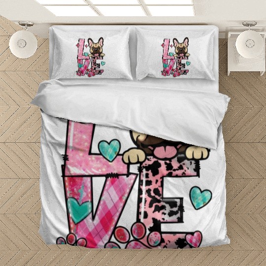Frenchie Dog I Love My Dog Valentines Day Bedding Sets