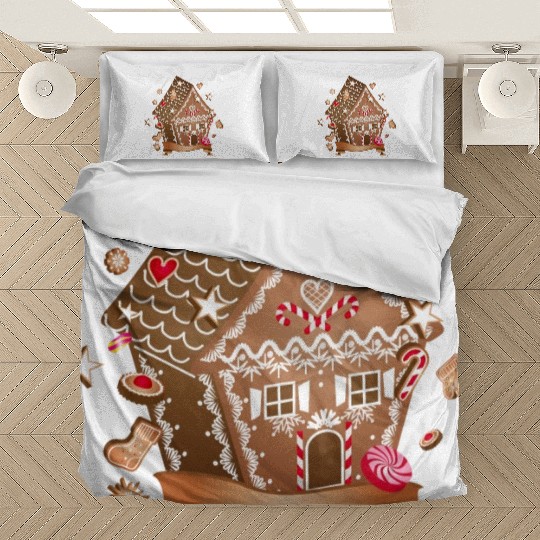 beautifully decorated gingerbread house for XMAS Bedding Sets