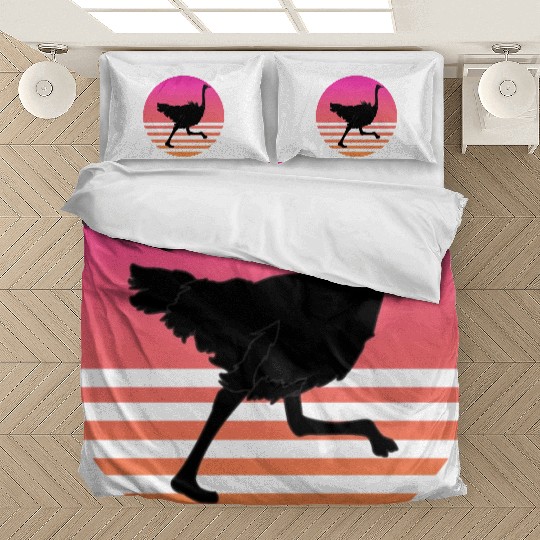 Ostrich Running Retro Sunset Bedding Sets