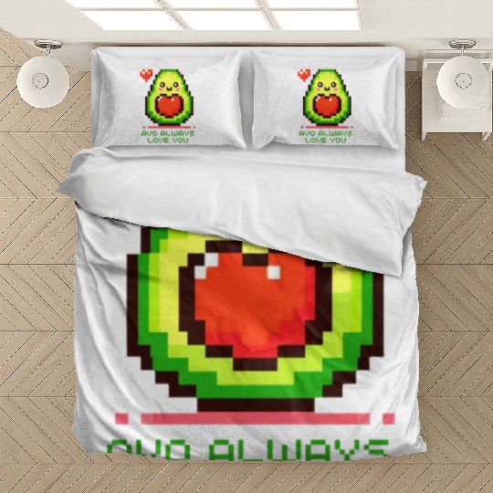 Avo Always Love You - Cheerful Pixel Avocado Bedding Sets