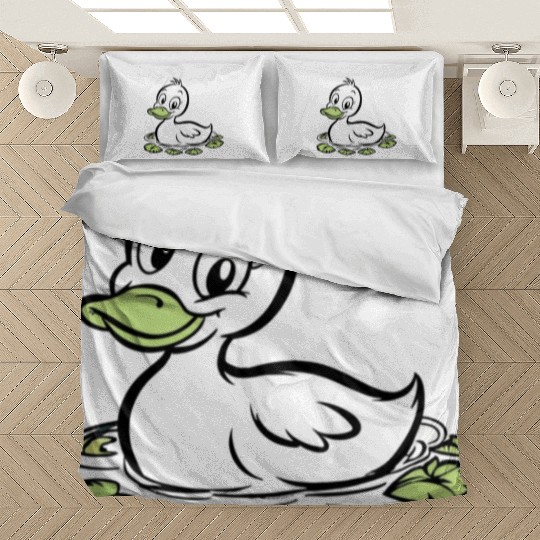 Cute duck swimming in a swamp Bedding Sets