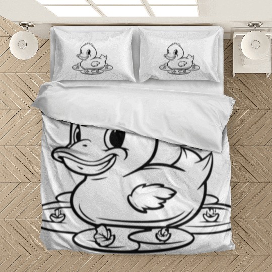 cute duck swimming in a swamp Bedding Sets