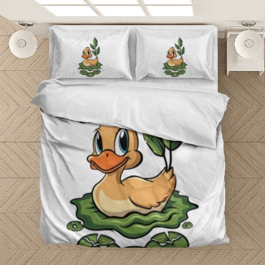 cute duck swimming in a swamp Bedding Sets