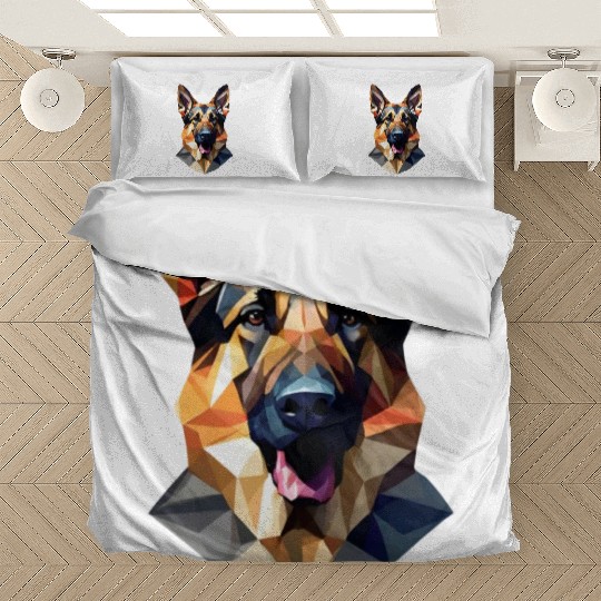 German shepherd dog, German dog, polygon art Bedding Sets
