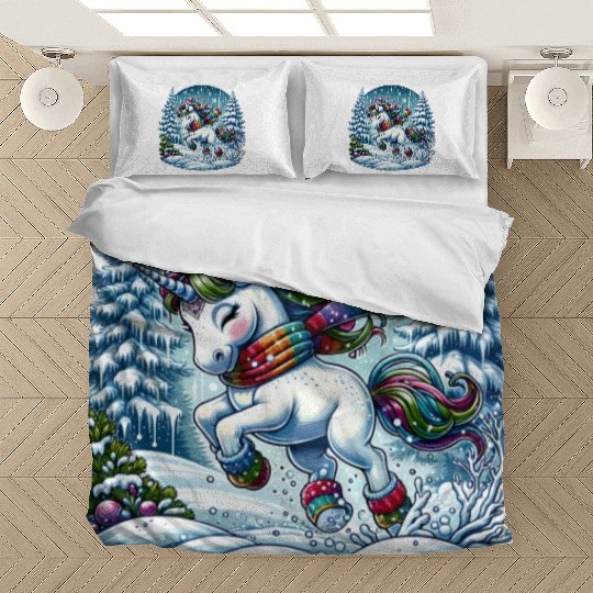 Unicorn in a Winter Wonderland Bedding Sets