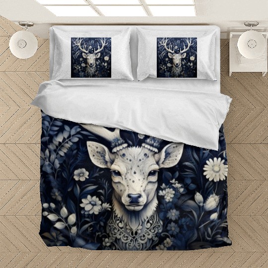 Enchanted Forest Deer Winter Bloom Bedding Sets