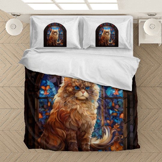 Persian cat in stained glass Bedding Sets