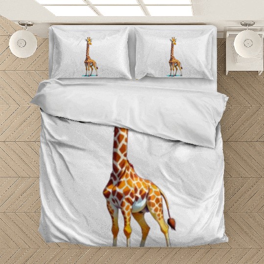 A Cartoonish Giraffe in a Playful Pose Bedding Sets