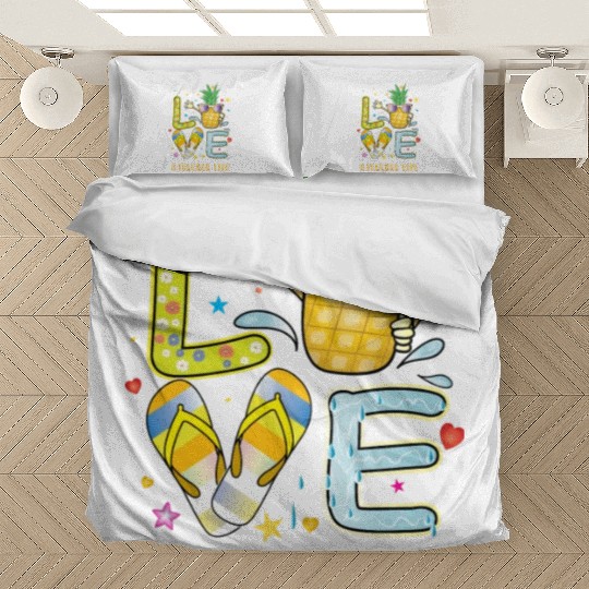 Teacher Life Pineapple Sunglasses Flip Flop Bedding Sets