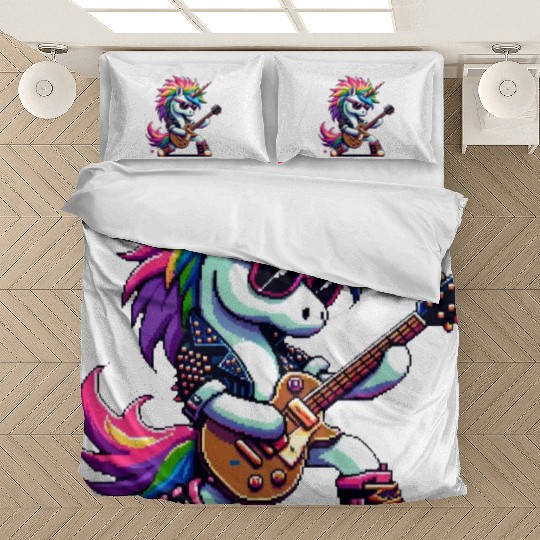 Pixel Punk Rock Unicorn Bedding Sets