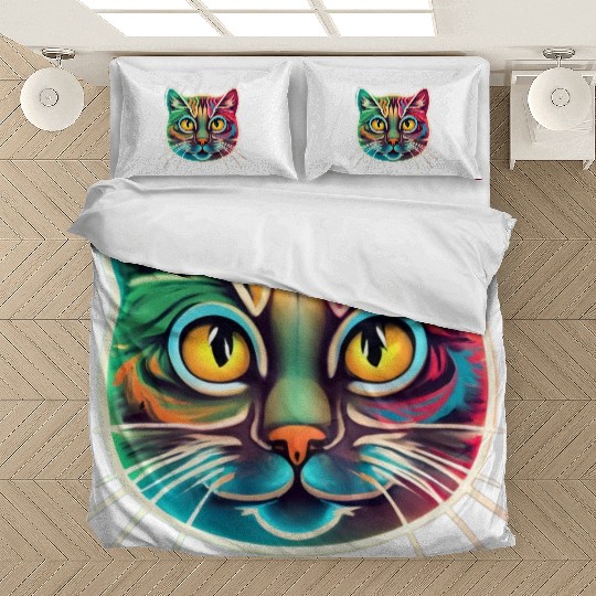 cat face neon design Bedding Sets