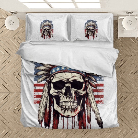 Skull Indian Chief Native American USA Bedding Sets