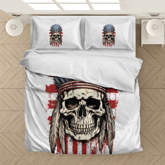 Skull Indian Chief Native American USA Bedding Sets