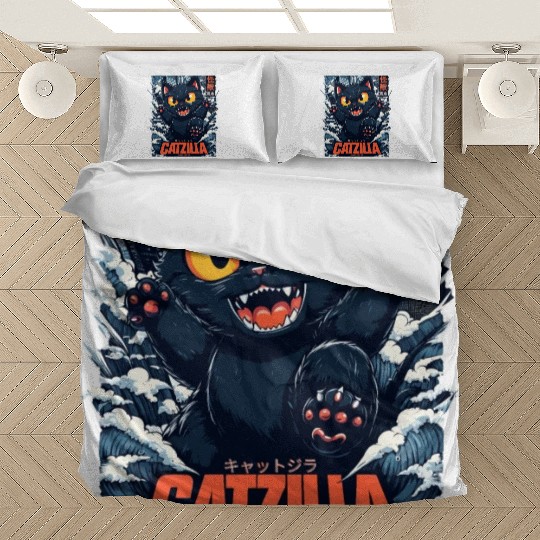 Kaiju Catzilla in Japan Tokyo Bedding Sets