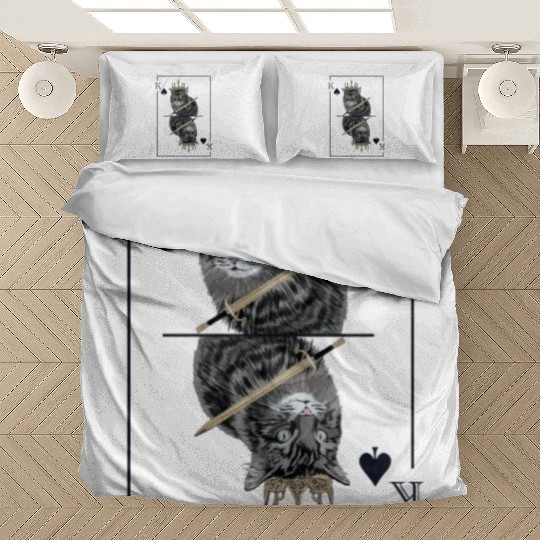 Cat Spades King Playing Card Cat Daddy Cat Mom Bedding Sets