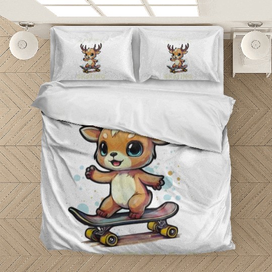 I'd rather be skating | cute skating deer Bedding Sets