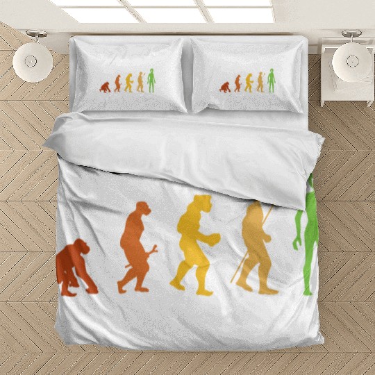 Alien Funny Human Evolution Growth Theory Retro Bedding Sets