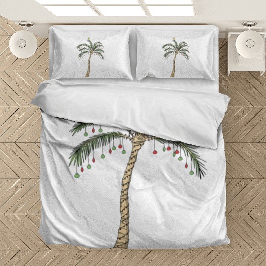 Christmas Palm Tree Light Hawaiian Tropical Xmas Bedding Sets