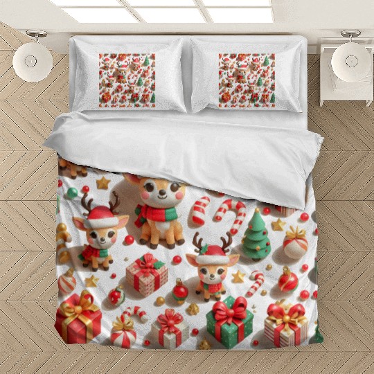 Cute Christmas deer pattern Bedding Sets