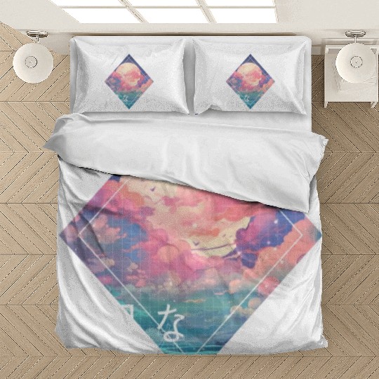 Sky Full Moon Clouds Kawaii Lofi Japanese Anime Ae Bedding Sets