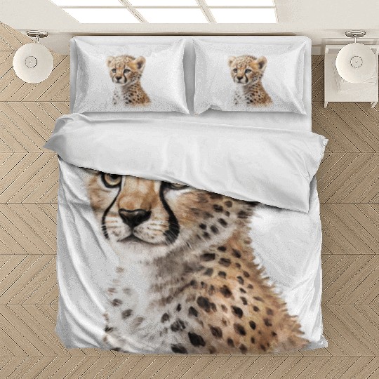 Baby Cheetah Aesthetic Watercolor Painting Bedding Sets