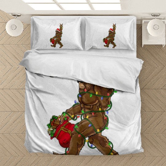 Funny bigfoot Christmas tree Bedding Sets