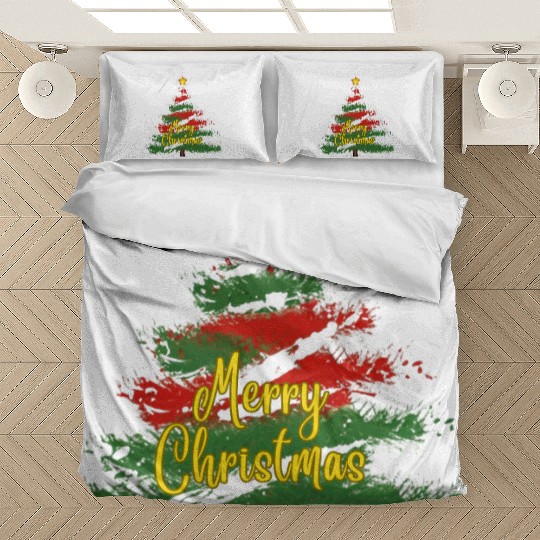 Watercolor Christmas Tree Bedding Sets
