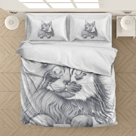 More Treats persian 1- Cute realistic cat drawing Bedding Sets