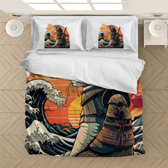 Samurai Cat vs The Great Wave Bedding Sets
