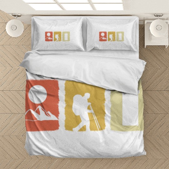 Vintage Hiking Adventurous and Motivated Person Gi Bedding Sets