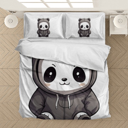 cute cartoon anime panda wearing Bedding Sets