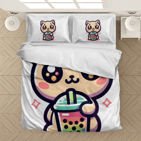 Cat Bubble Tea Boba Kawaii Bedding Sets
