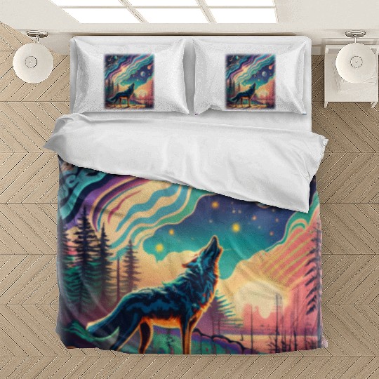 Majestic Wolf Howling At The Eclipse Bedding Sets