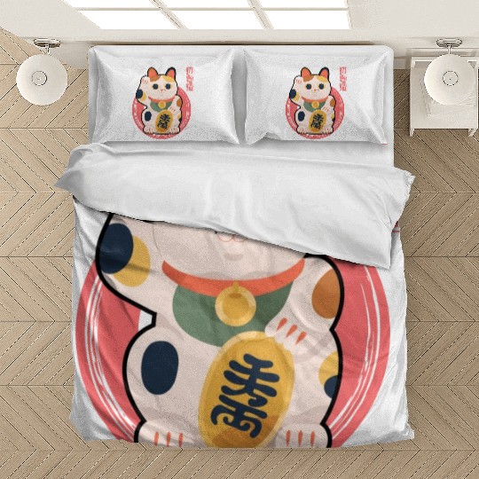 Japanese Maneki Neko Kawaii Bedding Sets