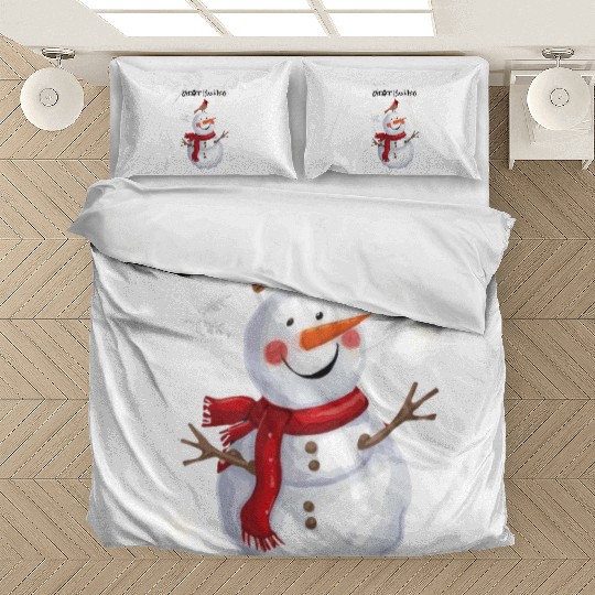 Winter Buddies snowman and bird Bedding Sets