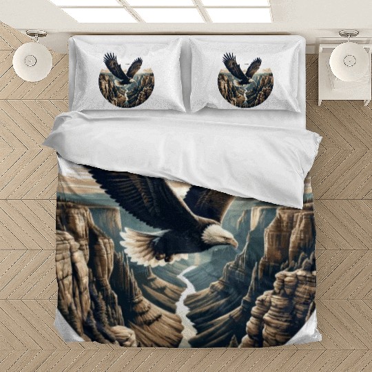 Eagle soars over canyon Bedding Sets