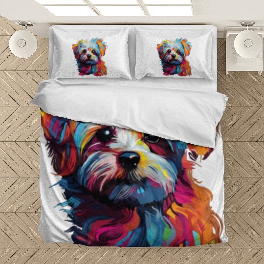 Watercolor Colorful Maltese Bedding Sets
