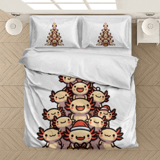 Axolotl Christmas Tree Merry Christmas Bedding Sets