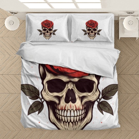 Skull aesthetics grunge rose goth skeleton Bedding Sets