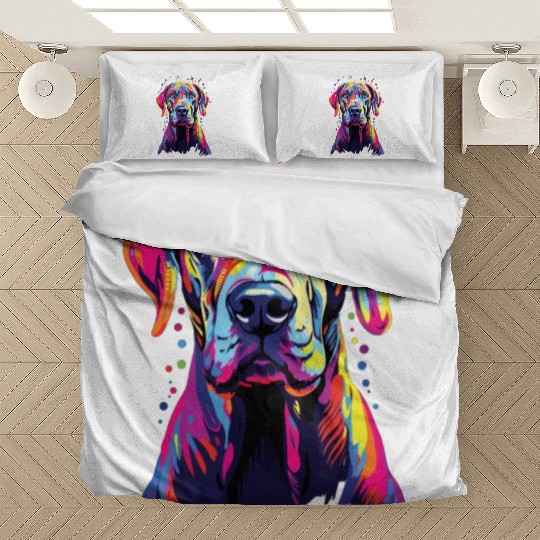 Watercolor Colorful Great Dane Bedding Sets