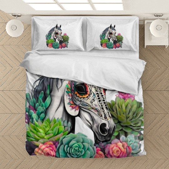 Horse Succulent Sugar Skull Bedding Sets