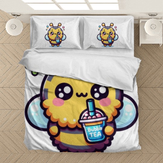 Adorable Kawaii Bee Cute Animal Boba Tea Bubble Bedding Sets