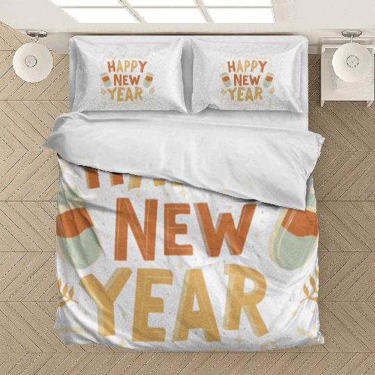 Happy New Year Typography design Bedding Sets
