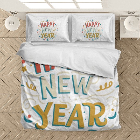 Happy New Year Typography design Bedding Sets