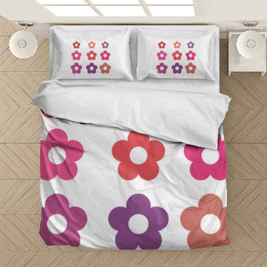 Large and small pink multi-colored flowers Bedding Sets